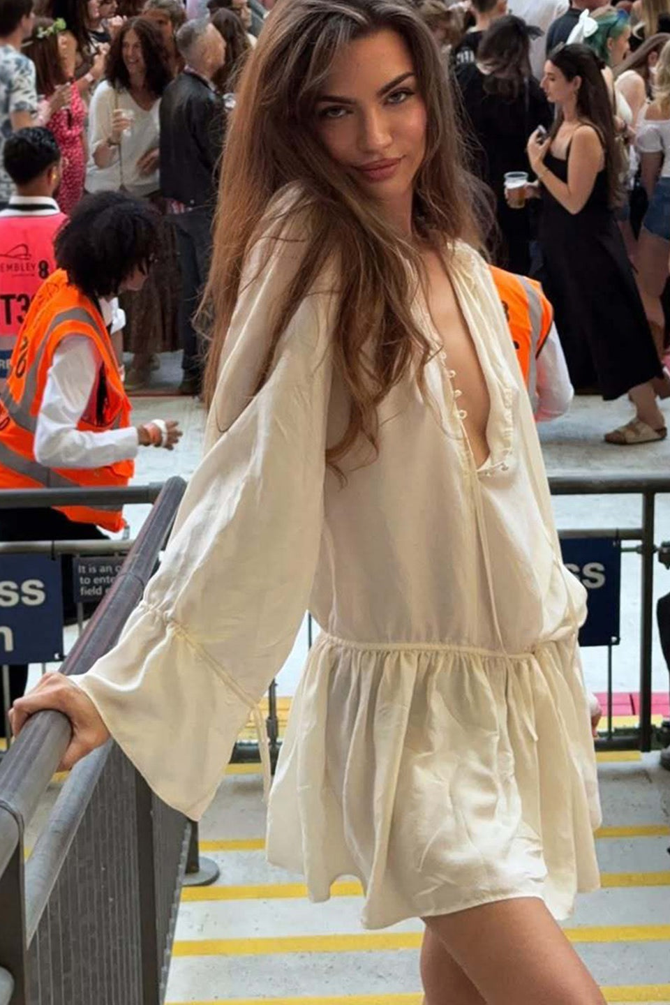 Chic Elegant Deep V Tie Ruffle Sleeve Mini Dress