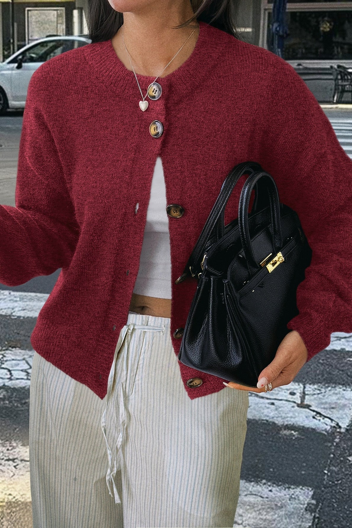 Minimalist Button Long Sleeve Cardigan