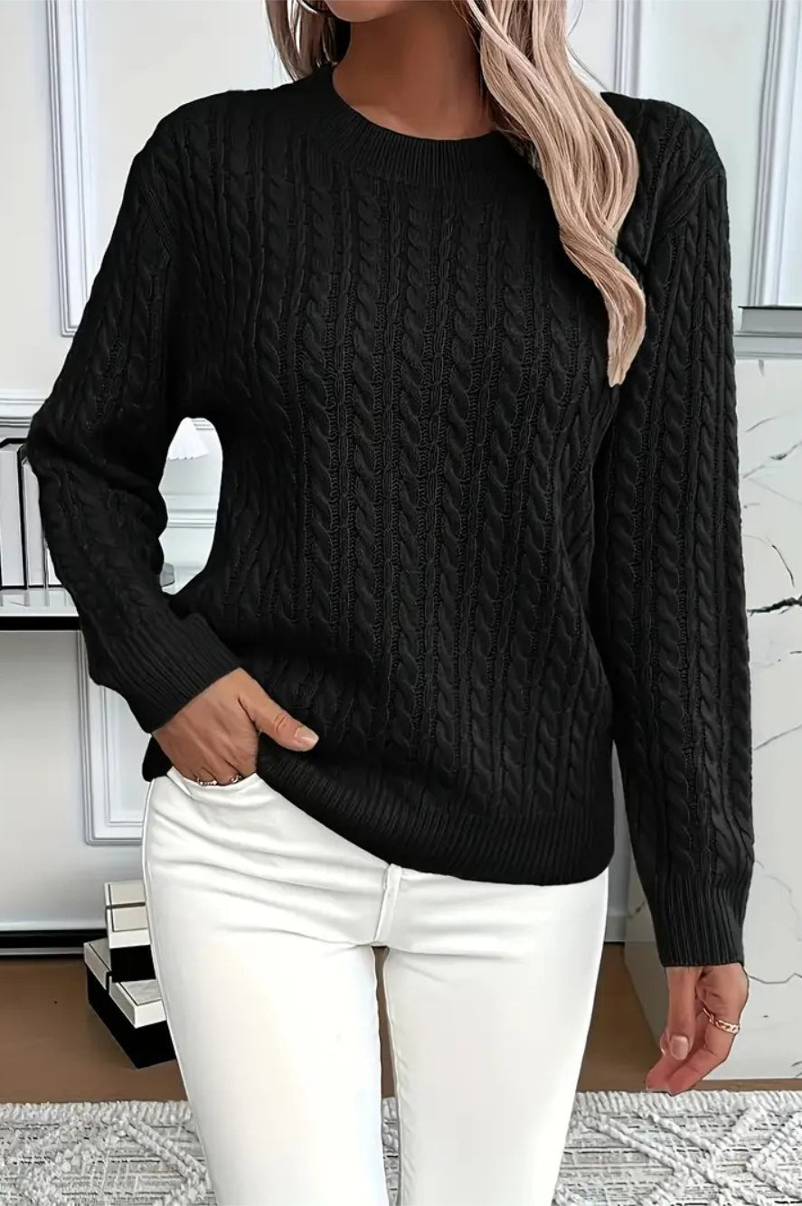 Lässiger Rundhalsausschnitt Strickpullover