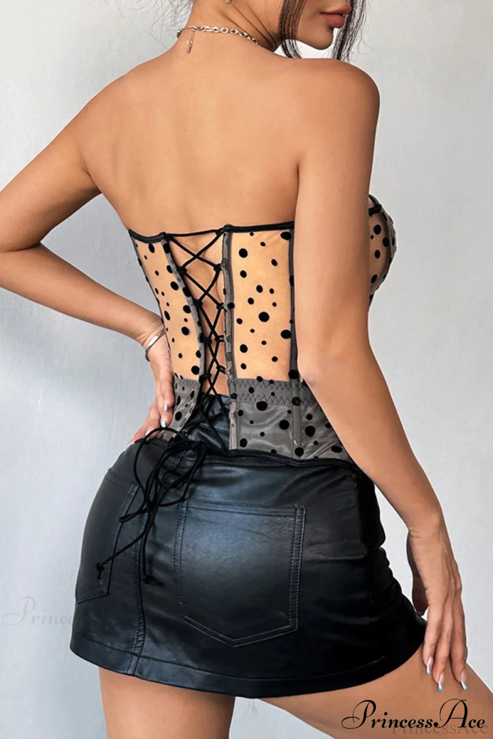 Corsetto a pois bianchi e neri bustier