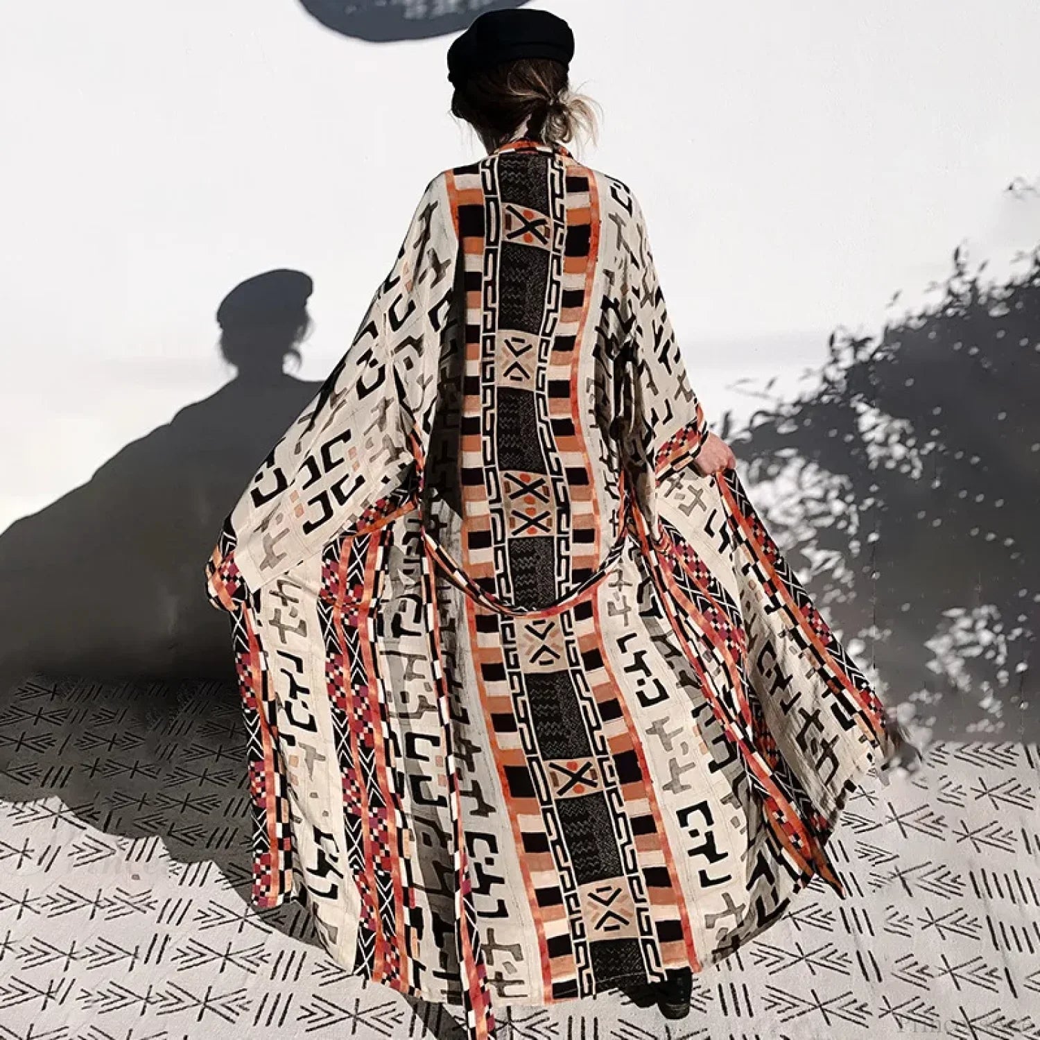 Boho Kimono Rayon Print Bikini Cover Up Loose Summer Dress