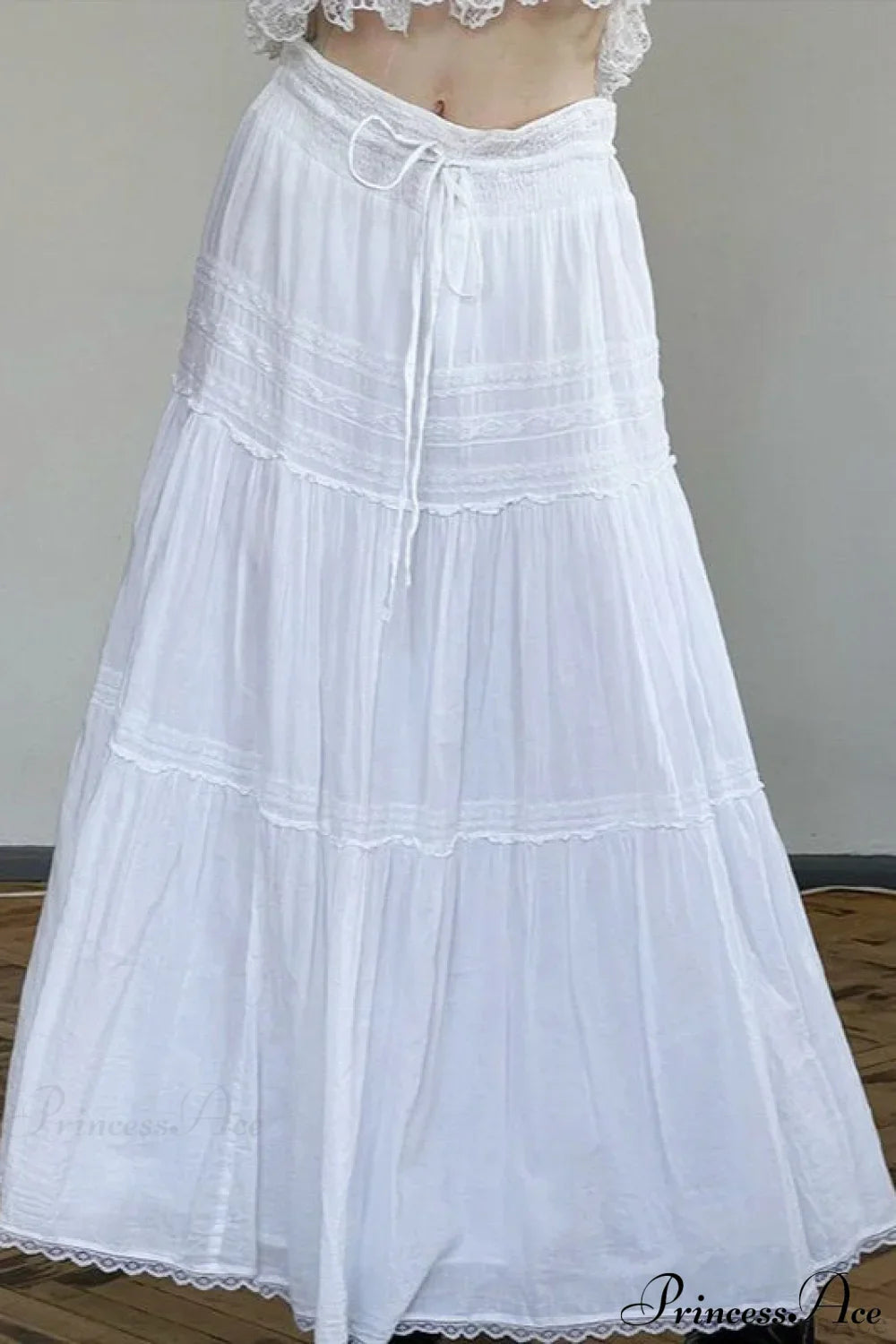 Boho Pleated Drawstring Maxi Skirt