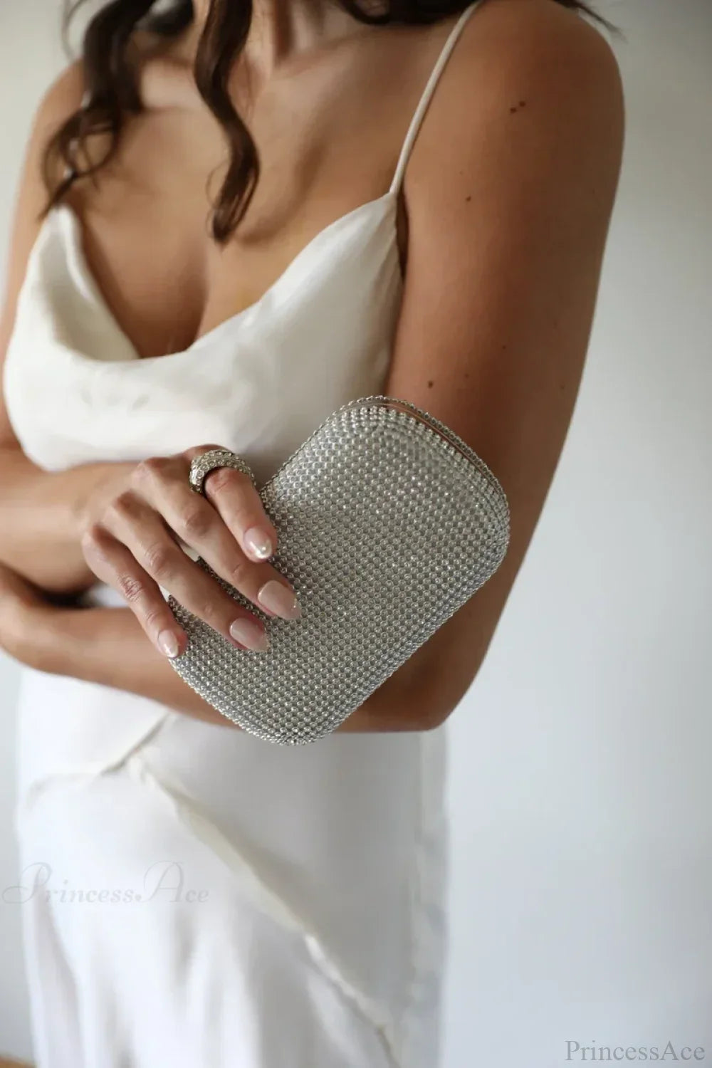 Bridal Crystal Gold Evening Clutch Wristlet