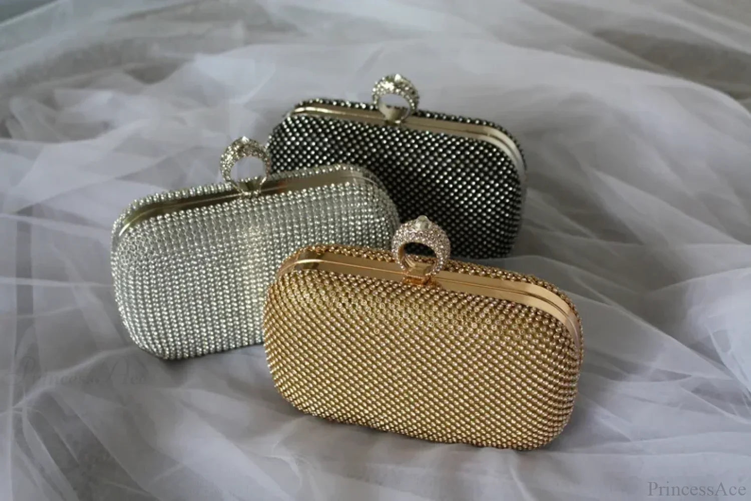 Bridal Crystal Gold Evening Clutch Wristlet