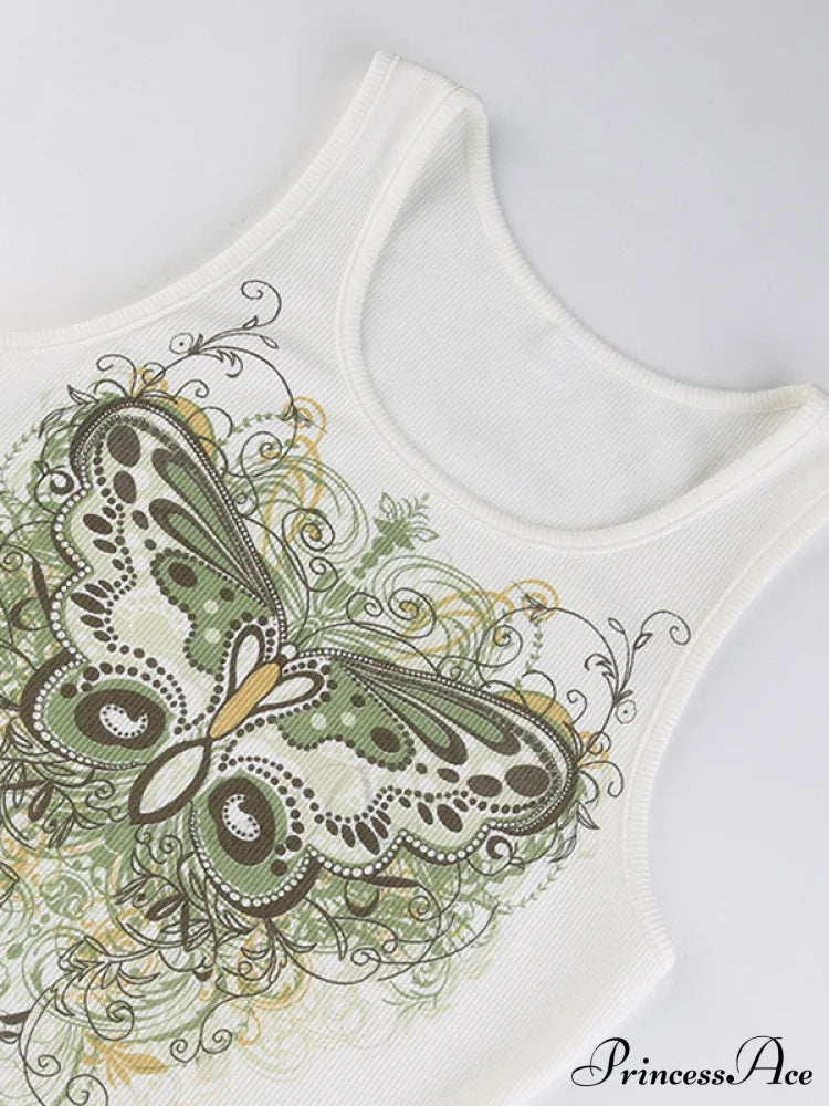 Top a fascia argento elegante con ciondolo a farfalla