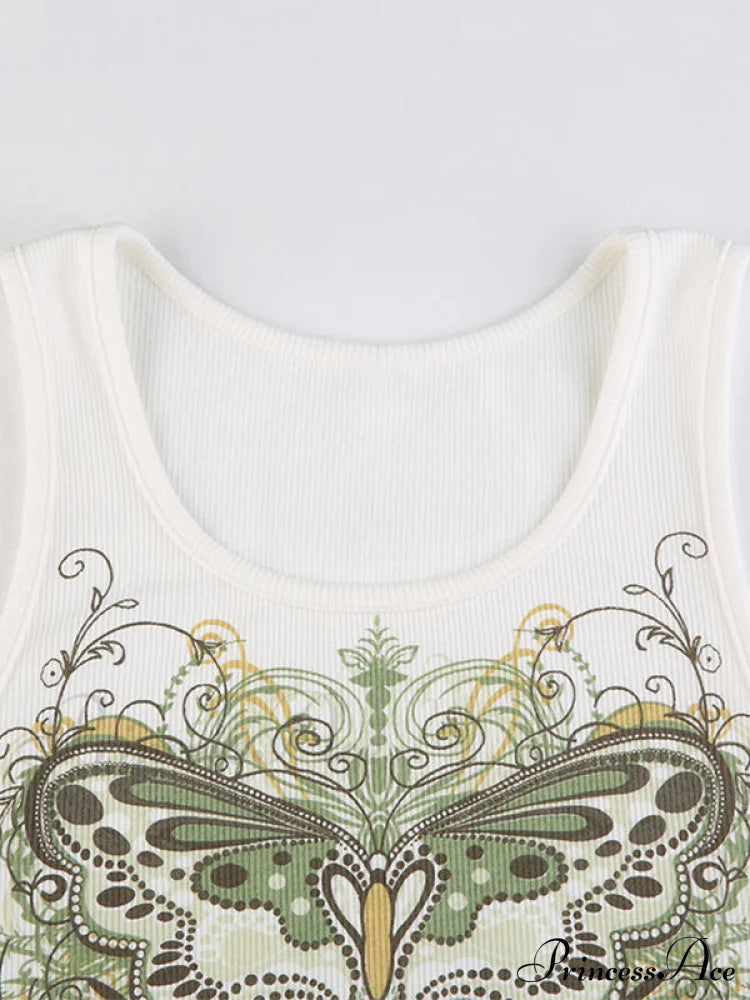 Top a fascia argento elegante con ciondolo a farfalla