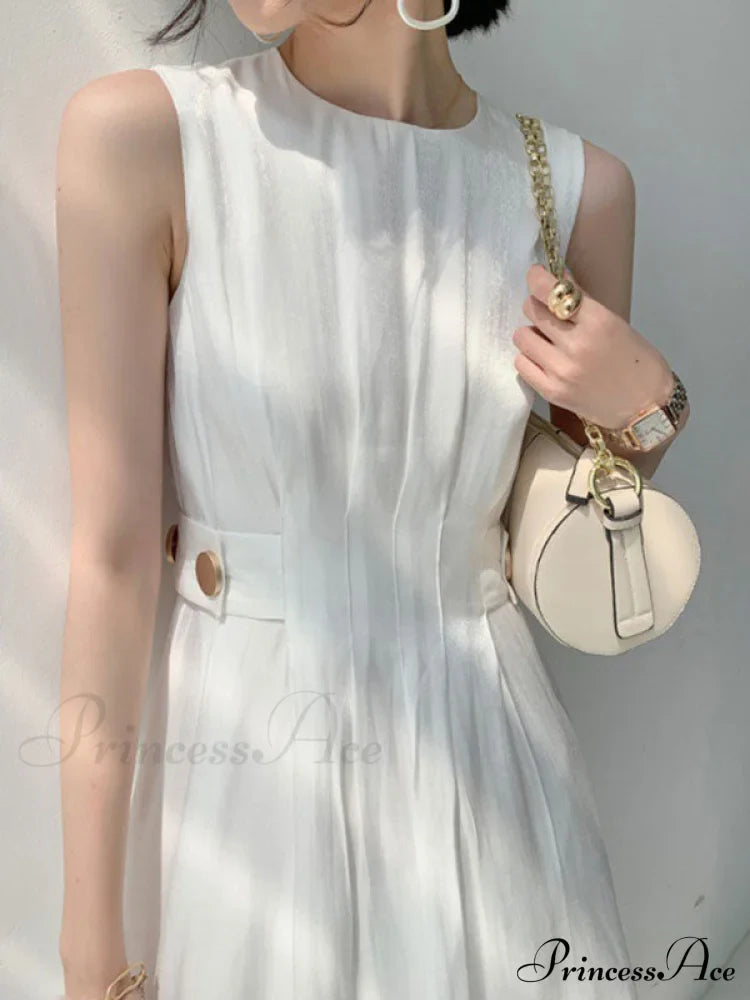 Vestido Midi de Manga Longa na Moda com Botões Decorativos