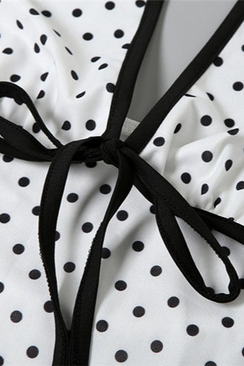 Maxikleid mit Blumenmuster, Tupfen, rückenfrei und zum Binden