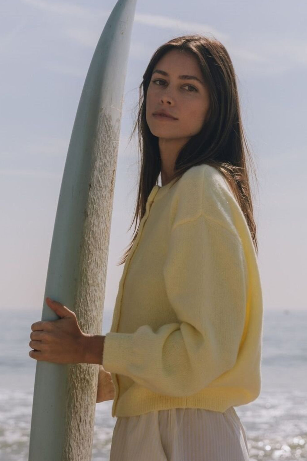 Cardigan tricoté à manches longues boutonné uni décontracté