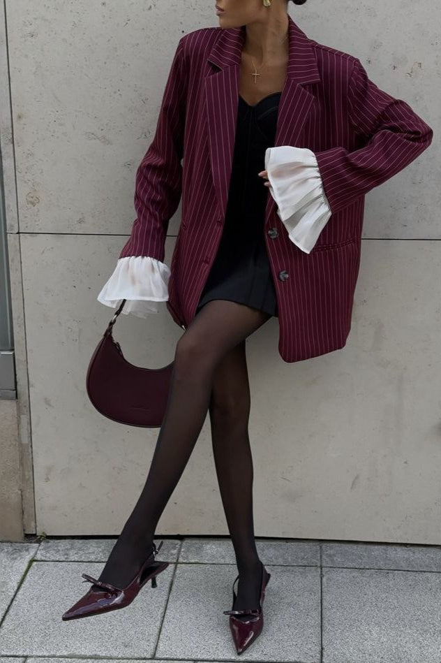 Blazer de retazos a rayas vintage