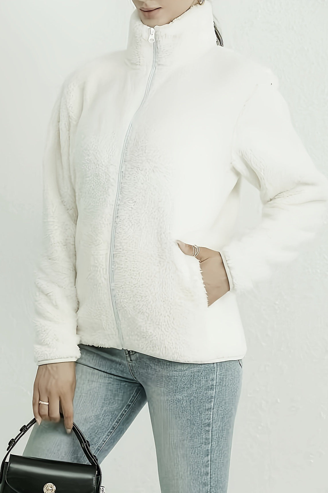 Legere Flauschige Reißverschlussjacke