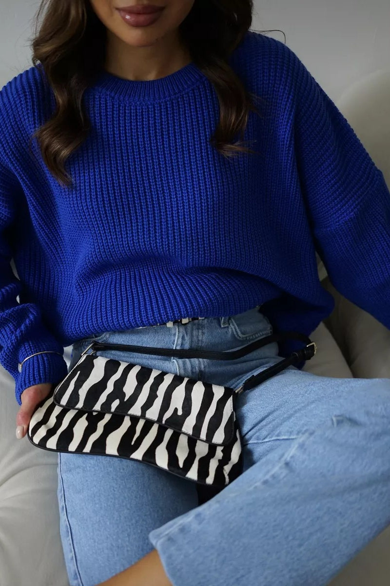 Pullover mit festem Strick und Rundhalsausschnitt