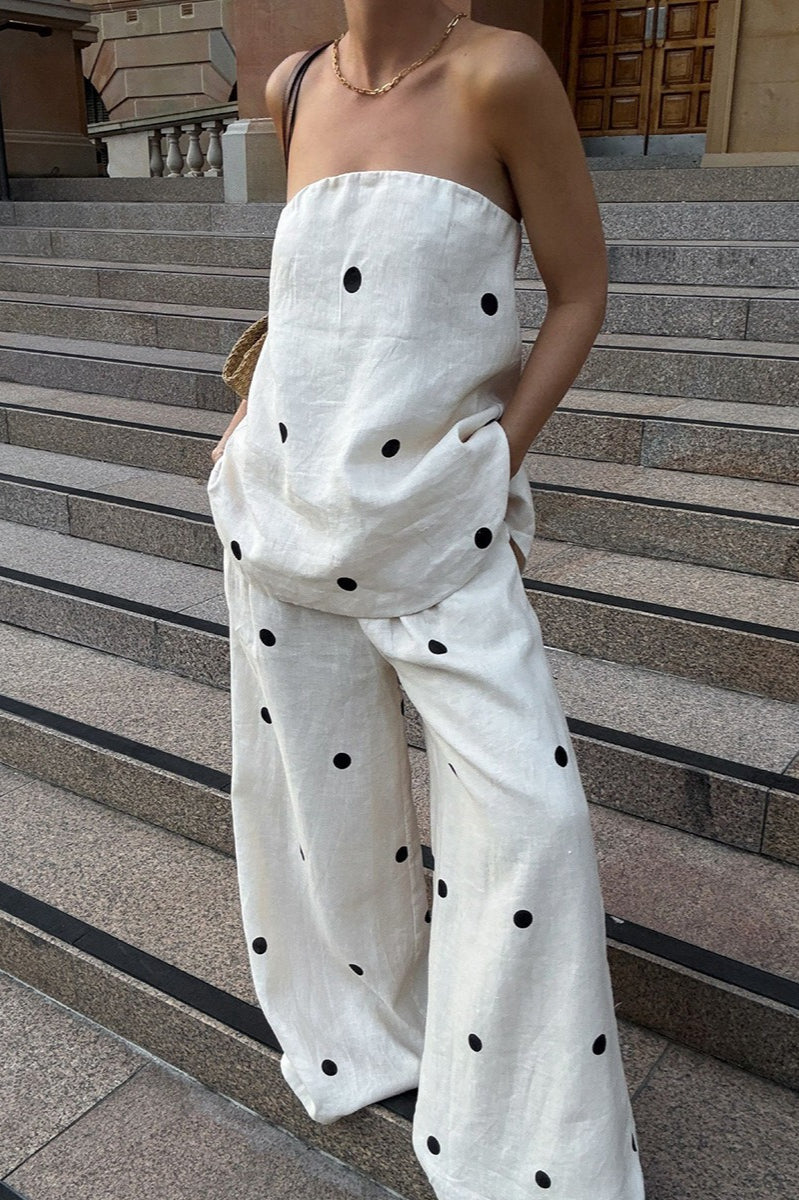 Baumwoll-Top mit Tupfenmuster Zweiteiliges Set