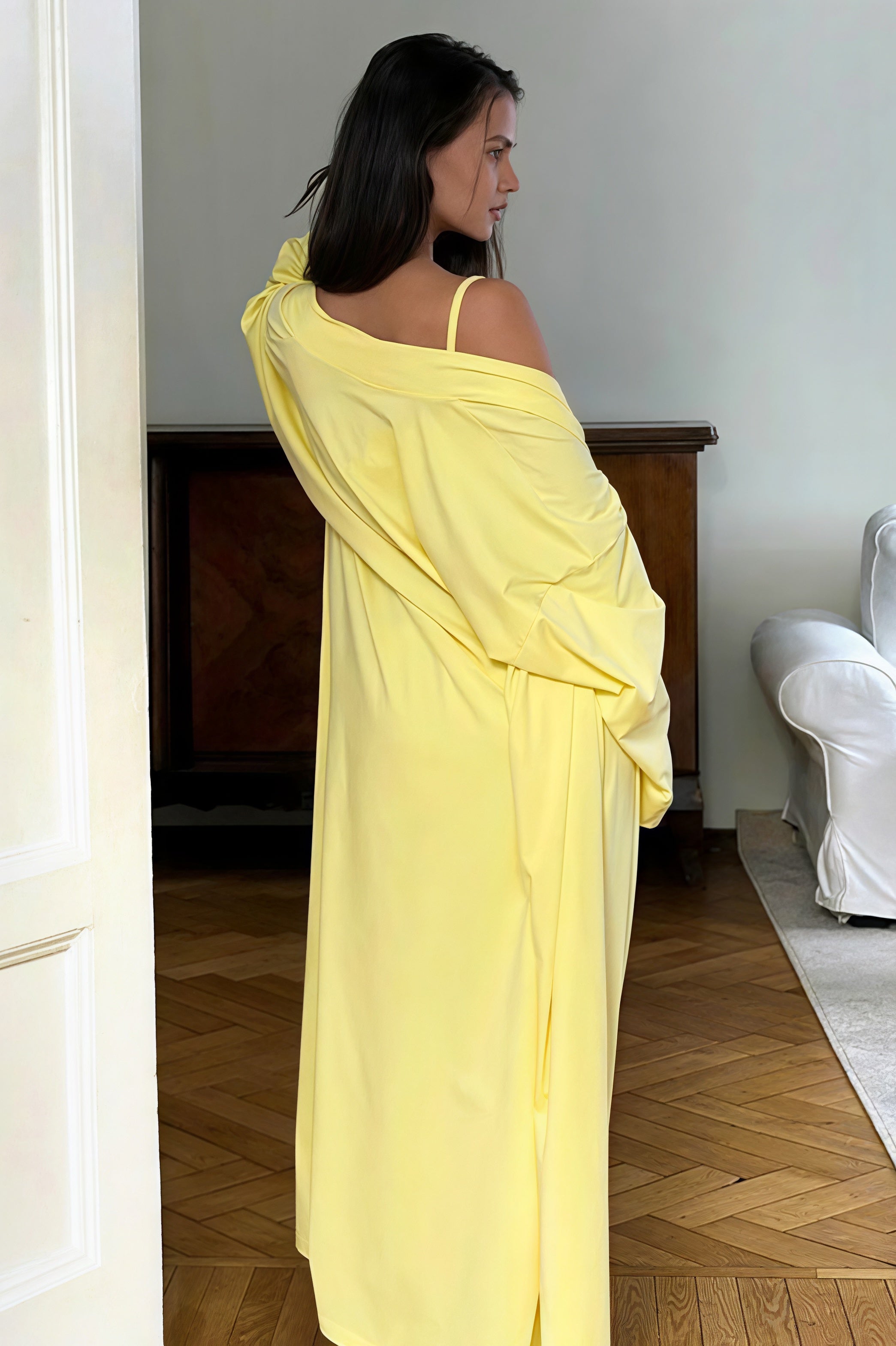 Conjunto casual de tres piezas sin tirantes y pantalón ancho