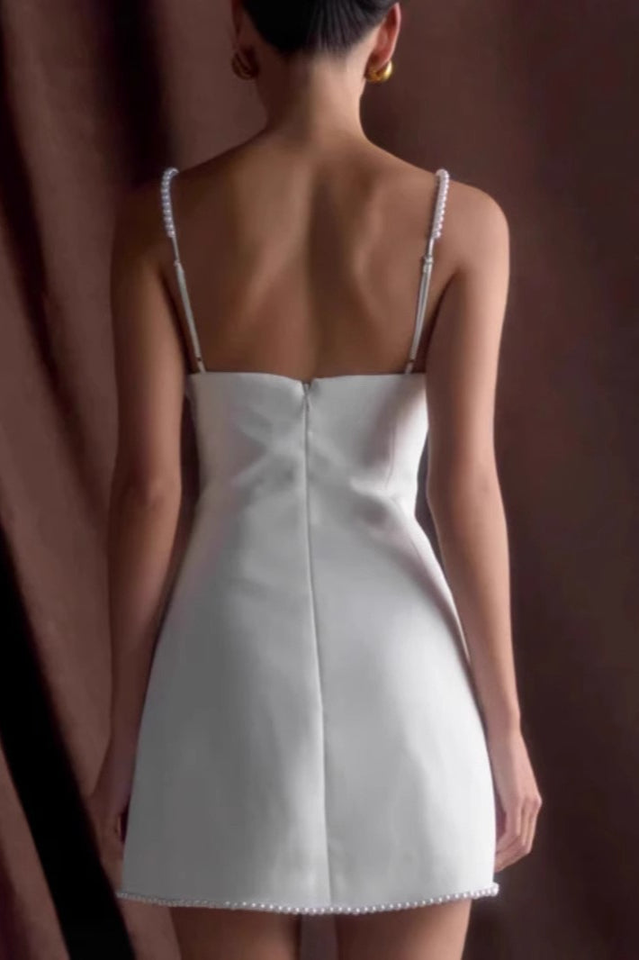 White Pearl Cami Party Dress