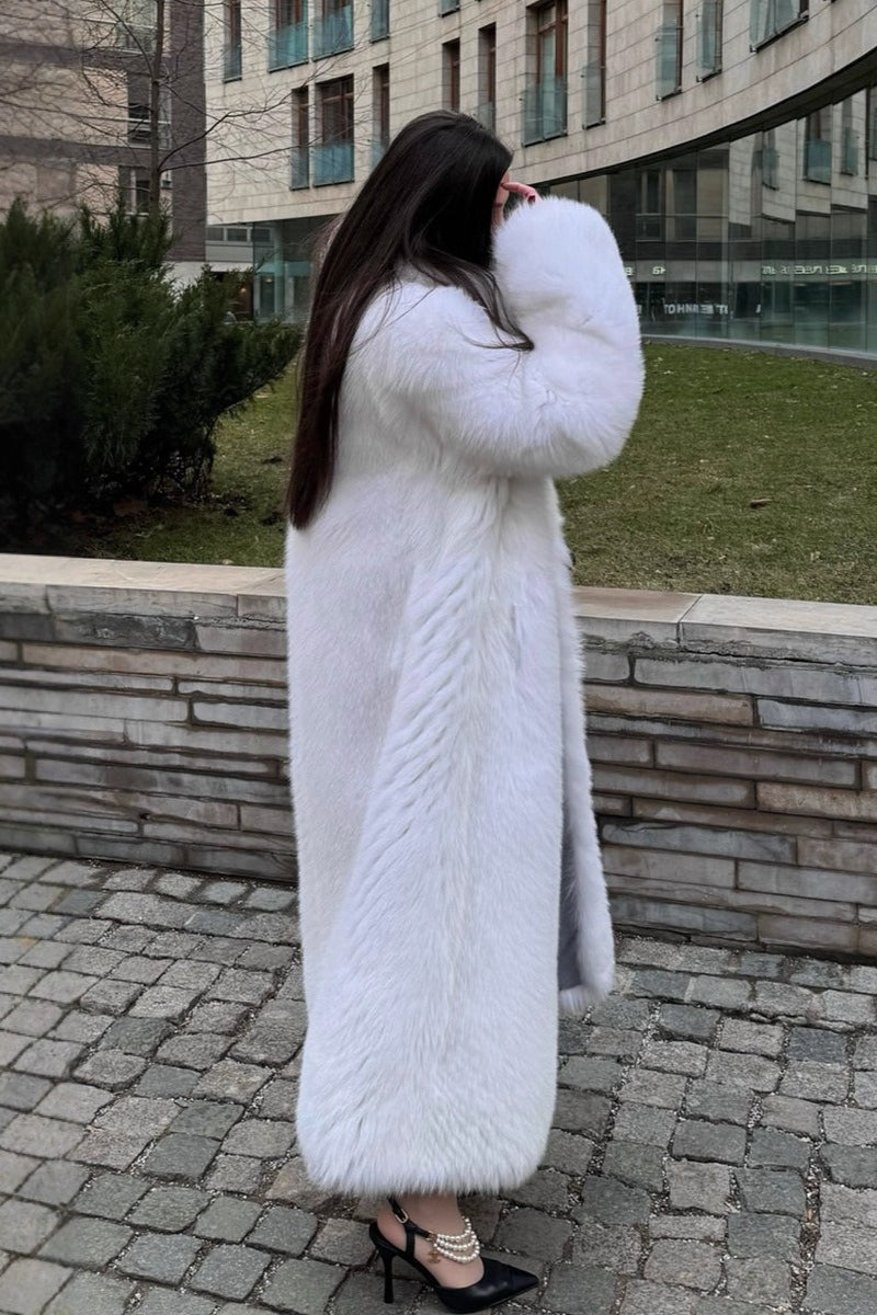 Kunstfuchsfell langer ökologischer Pelzmantel