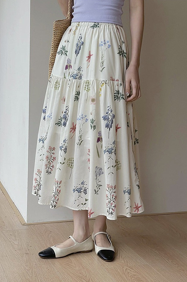 Retro květinová plisovaná midi sukně do áčka