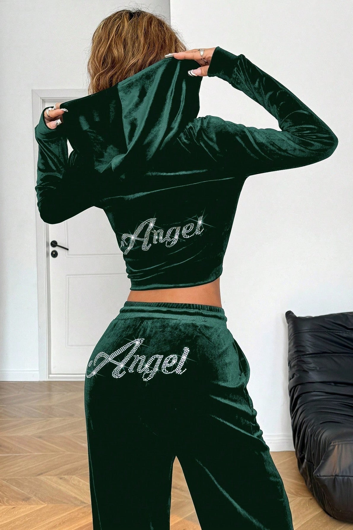 Relaxed Solid Crystal Crop Two Piece Set