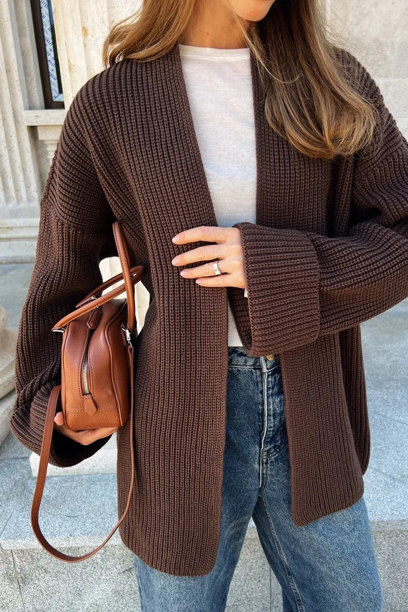 Cardigan tricoté décontracté à ceinture nouée confortable