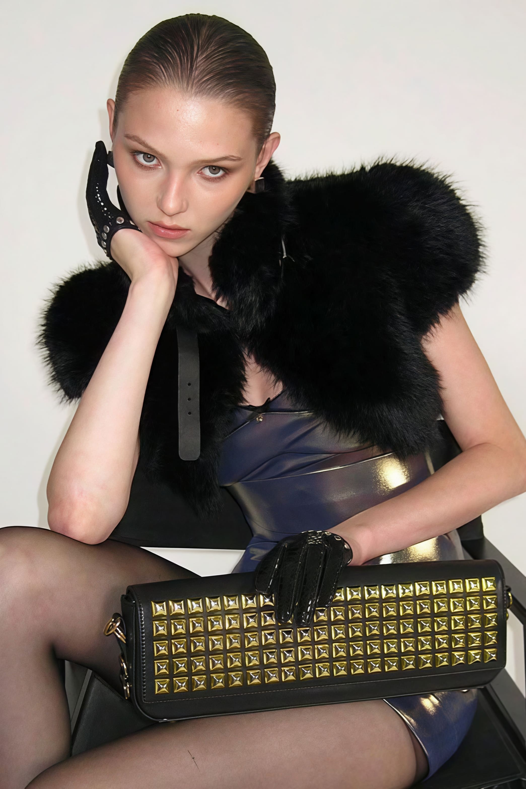 Solide Sexy Flauschige Kurz geschnittene Weste mit Knoten vorne