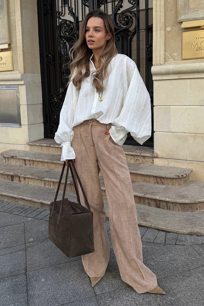 Cotton Corduroy Wide Leg Pants
