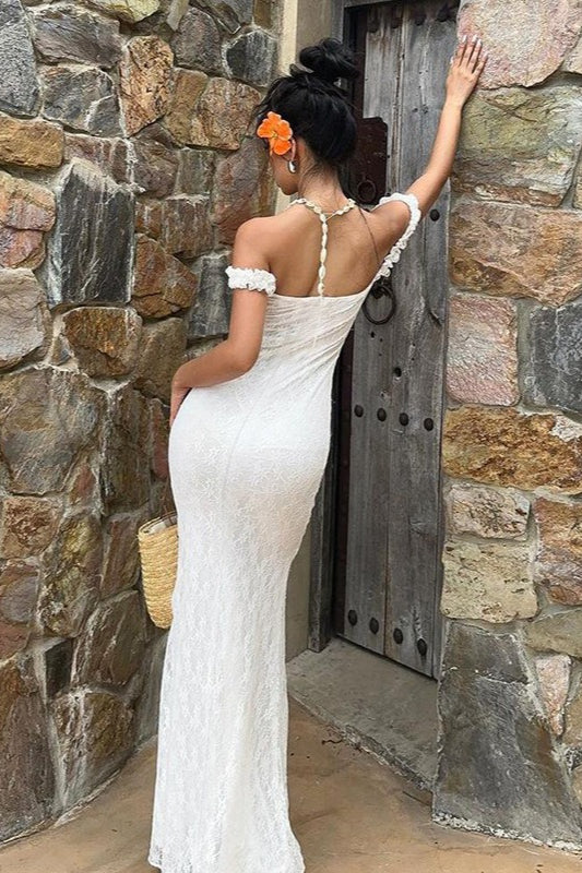 Elegant Lace Sleeveless Spaghetti Strap Slim Maxi Dress