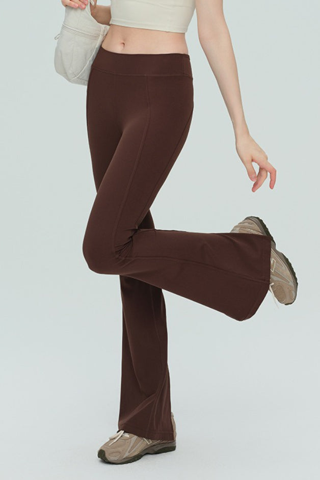 Hochgeschnittene Atmungsaktive Ausgestellte Trainingsleggings mit Schlitz