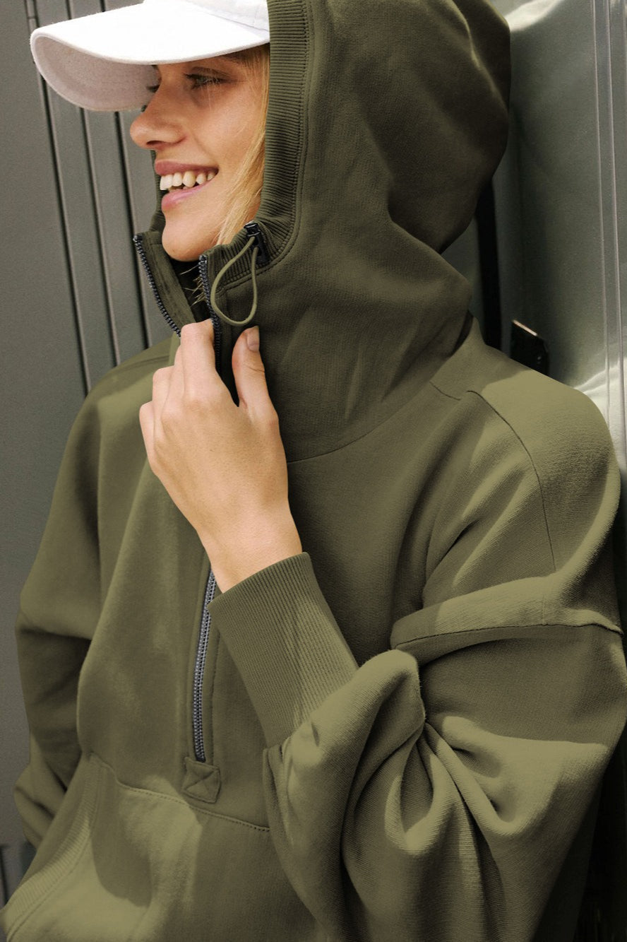 Felpa sportiva corta con cerniera tinta unita