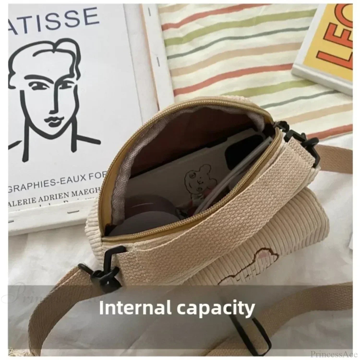 Borsa a tracolla casual con orso dei cartoni animati