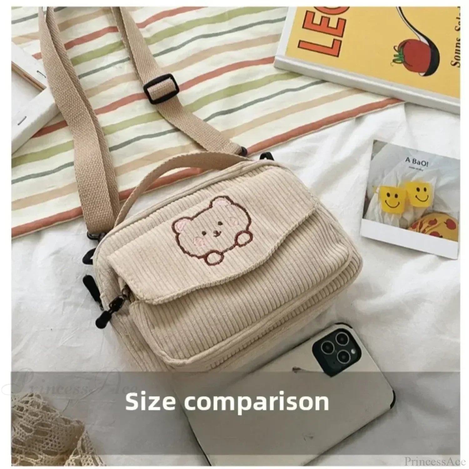 Borsa a tracolla casual con orso dei cartoni animati