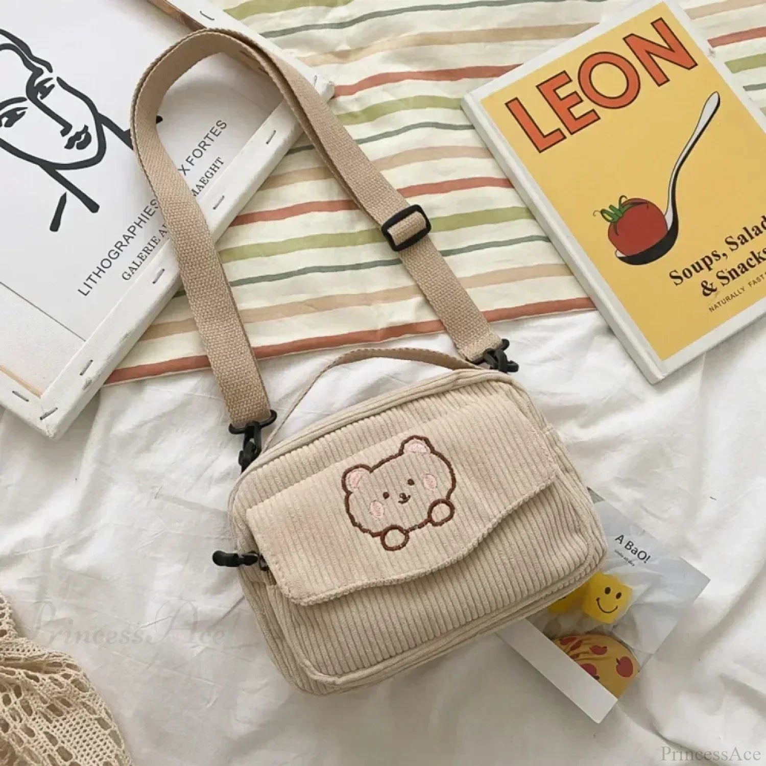 Borsa a tracolla casual con orso dei cartoni animati