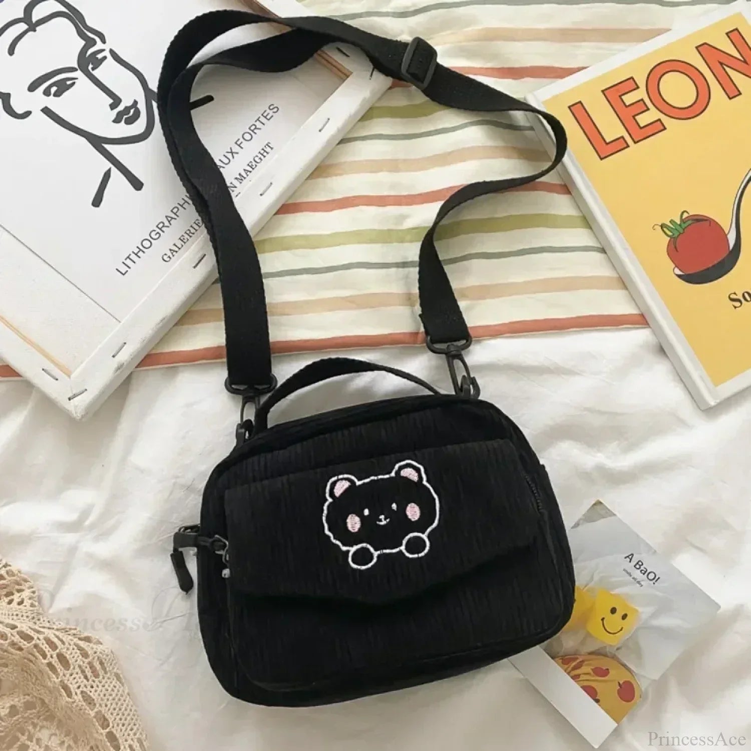 Borsa a tracolla casual con orso dei cartoni animati