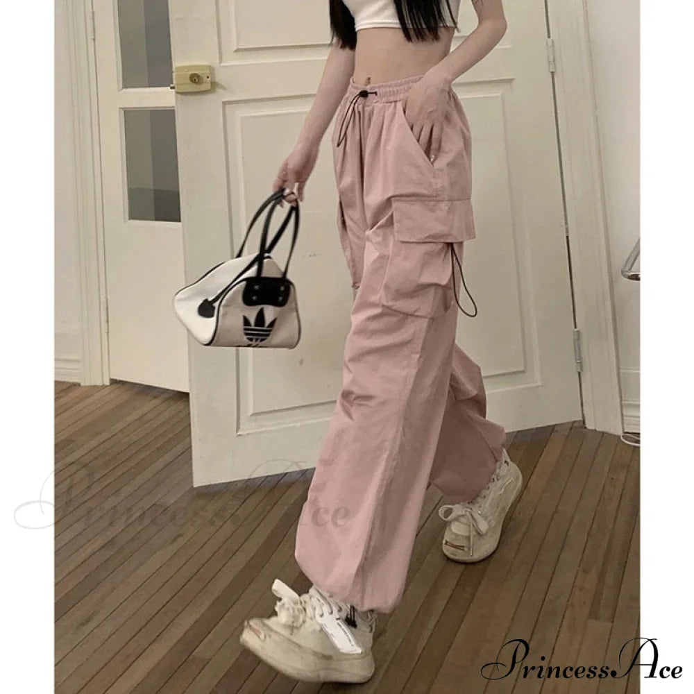Casual Straight Wide Leg Pockets Joggers Trousers
