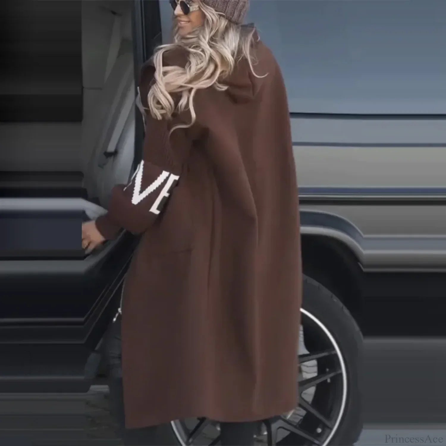 Sobretudo Casual Longo com Patchwork e Amarração