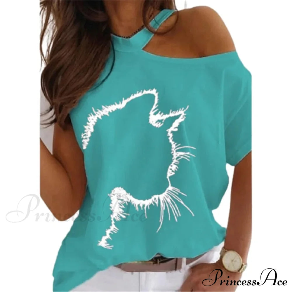 Hauts décontractés à manches courtes et col rond avec imprimé