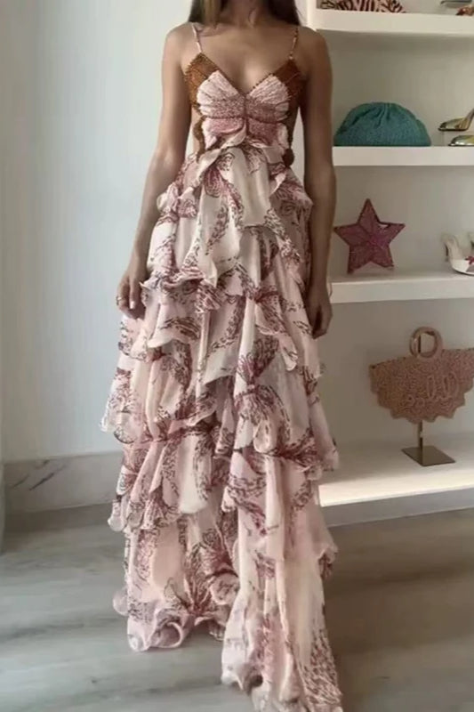 Vestido Boho Plissado Chic com Decote V