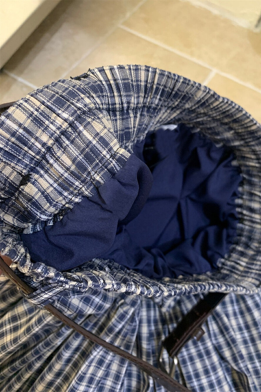 Gonna corta a vita alta a quadri Tulip