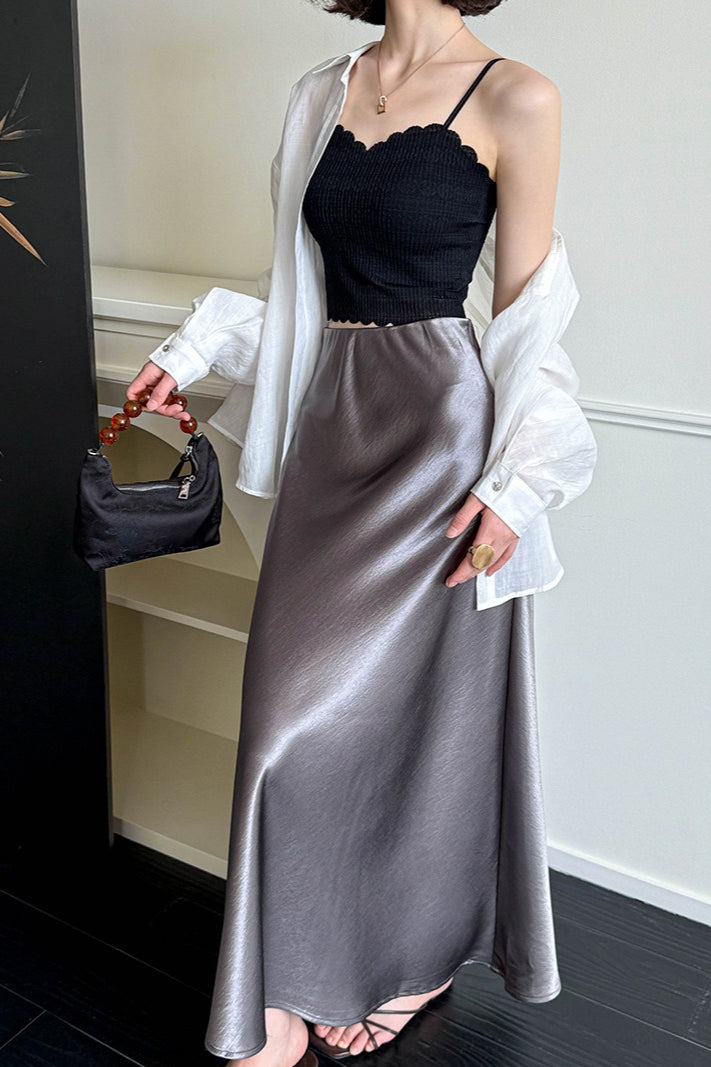 Gonna a tubo a vita alta con coda di pesce e pieghe morbide