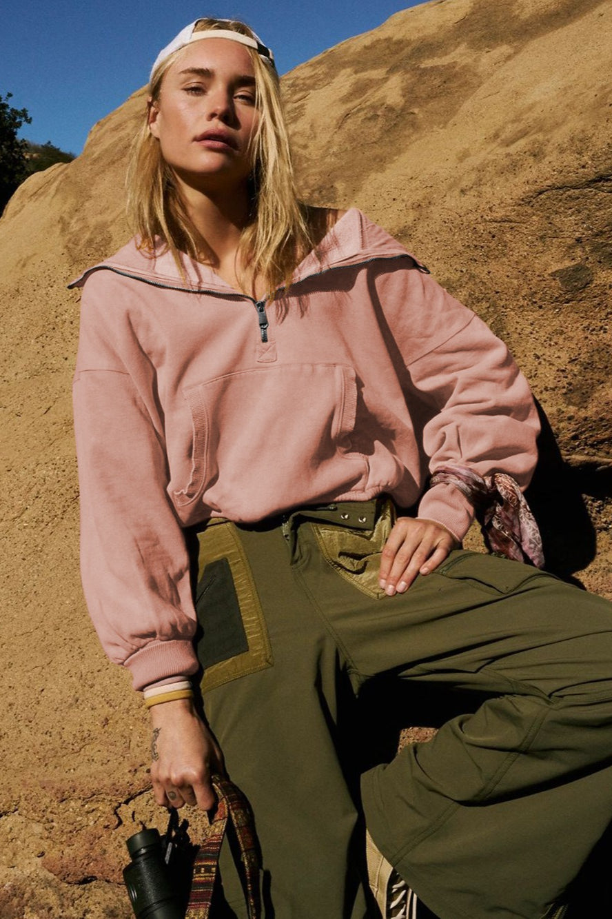 Sweat-shirt court uni à cordon de serrage sportif