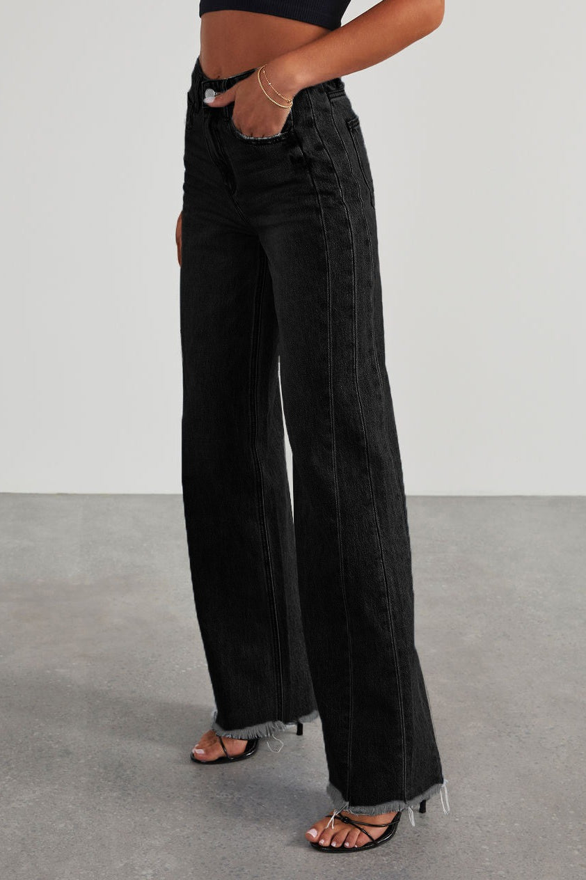 Jean large lavé minimaliste uni