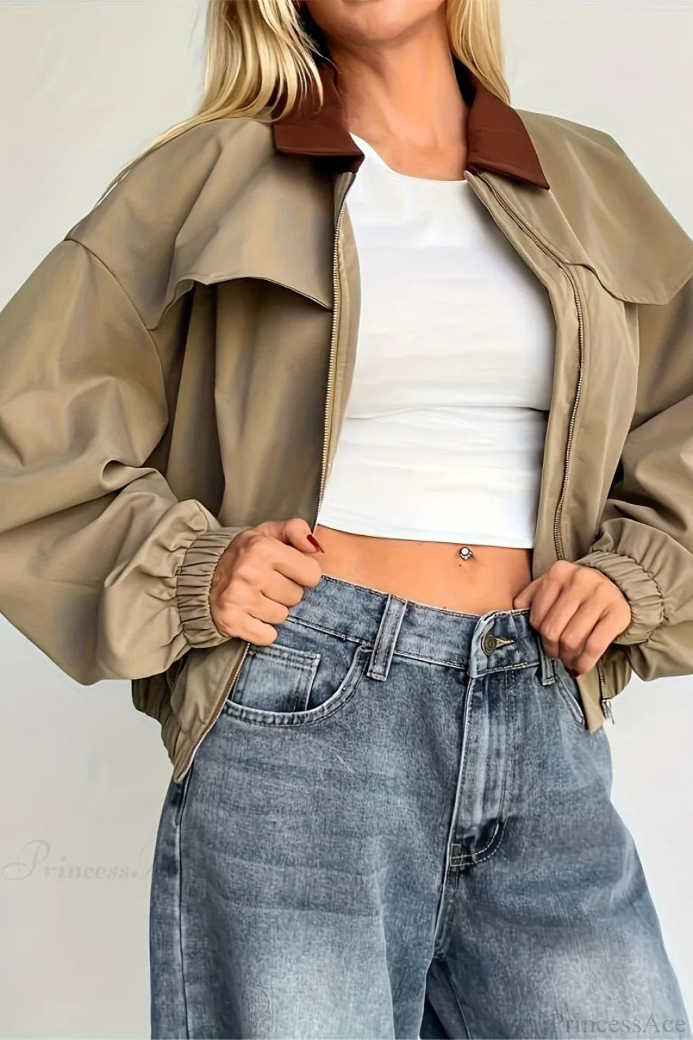 Chic Utility Casual Colorblock Jacket