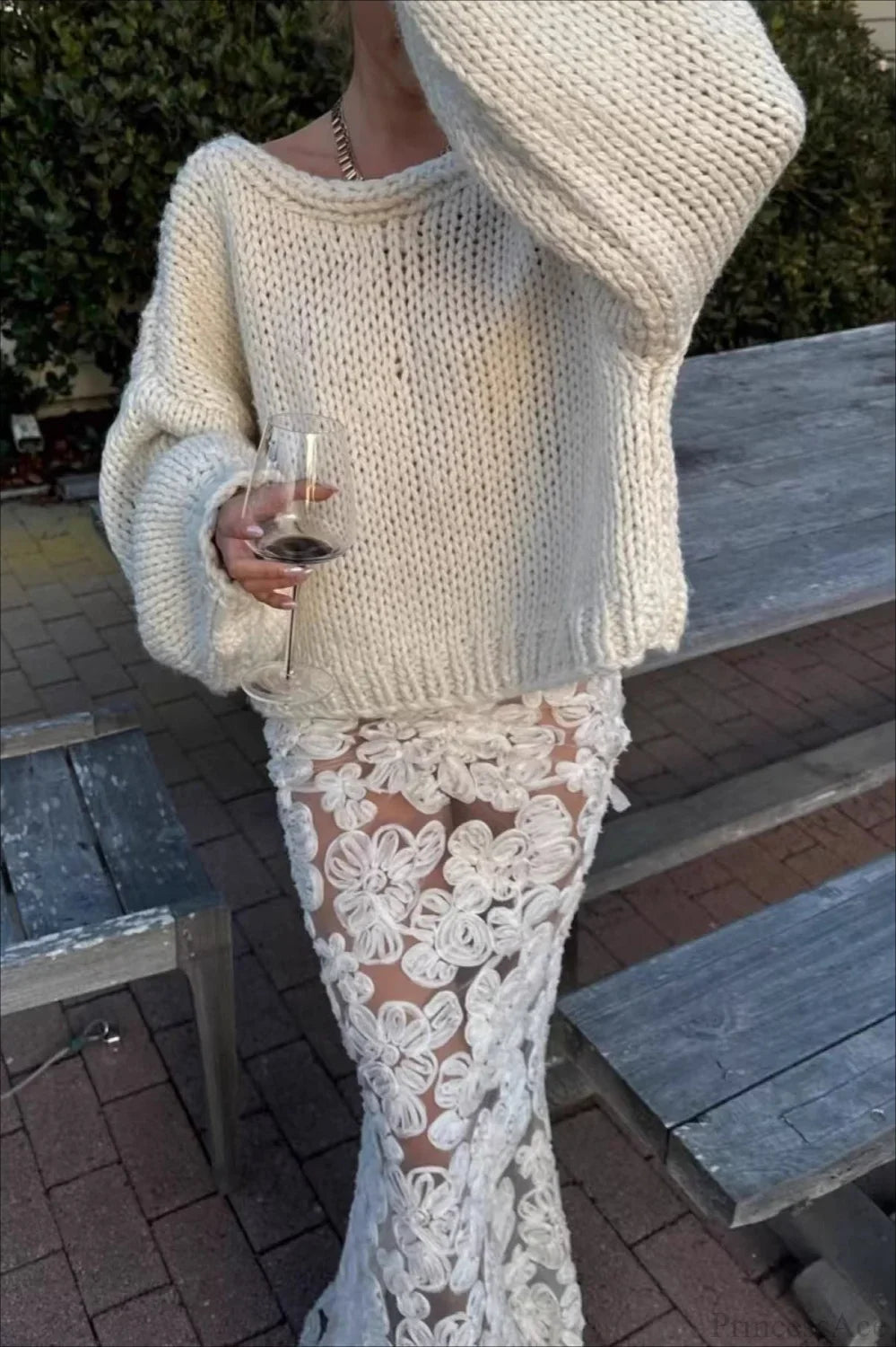 Chunk Knit Bow Tie Strap Reversible Sweater