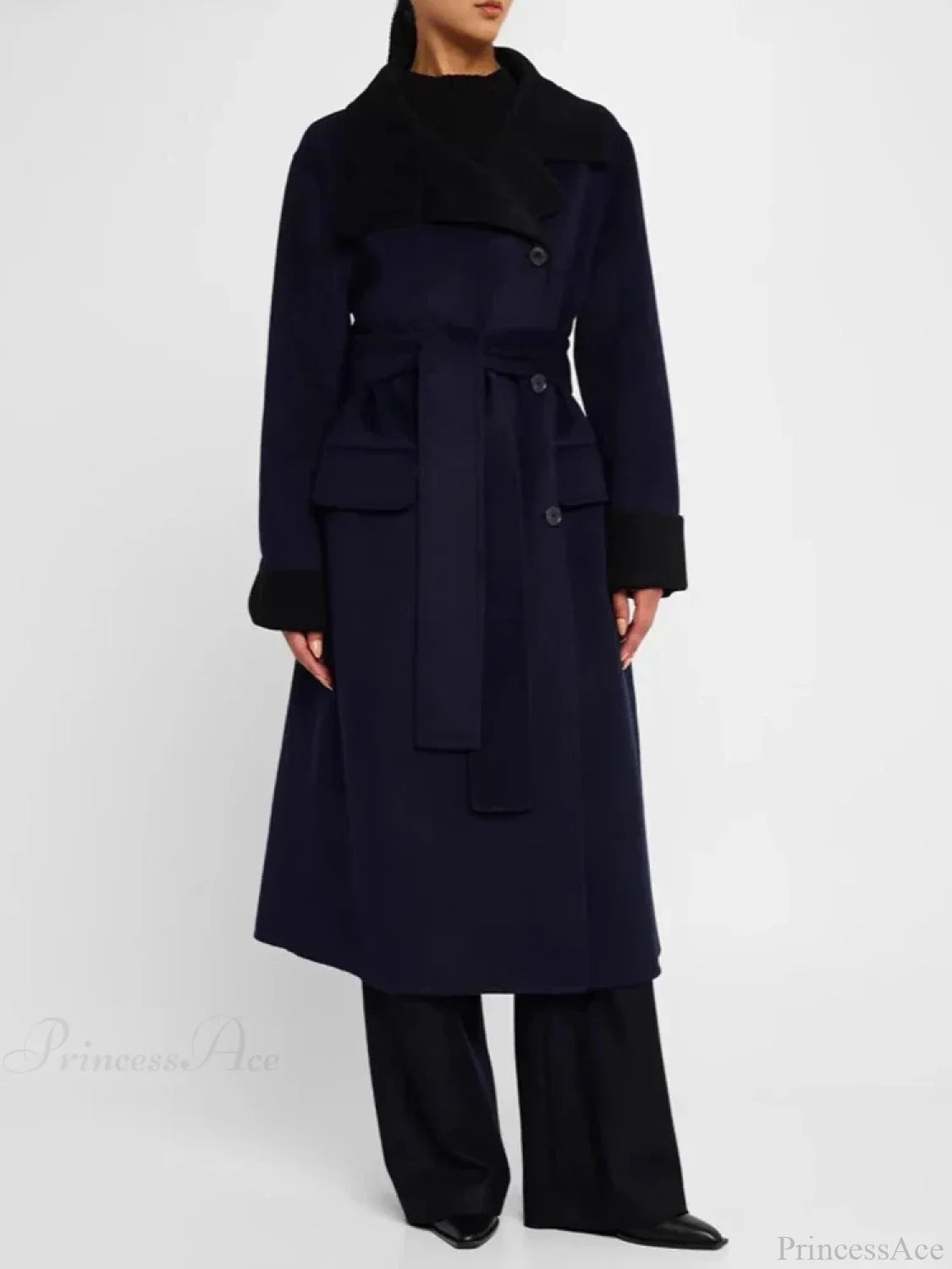 Color Lapel Slim Single-Breasted Overcoat