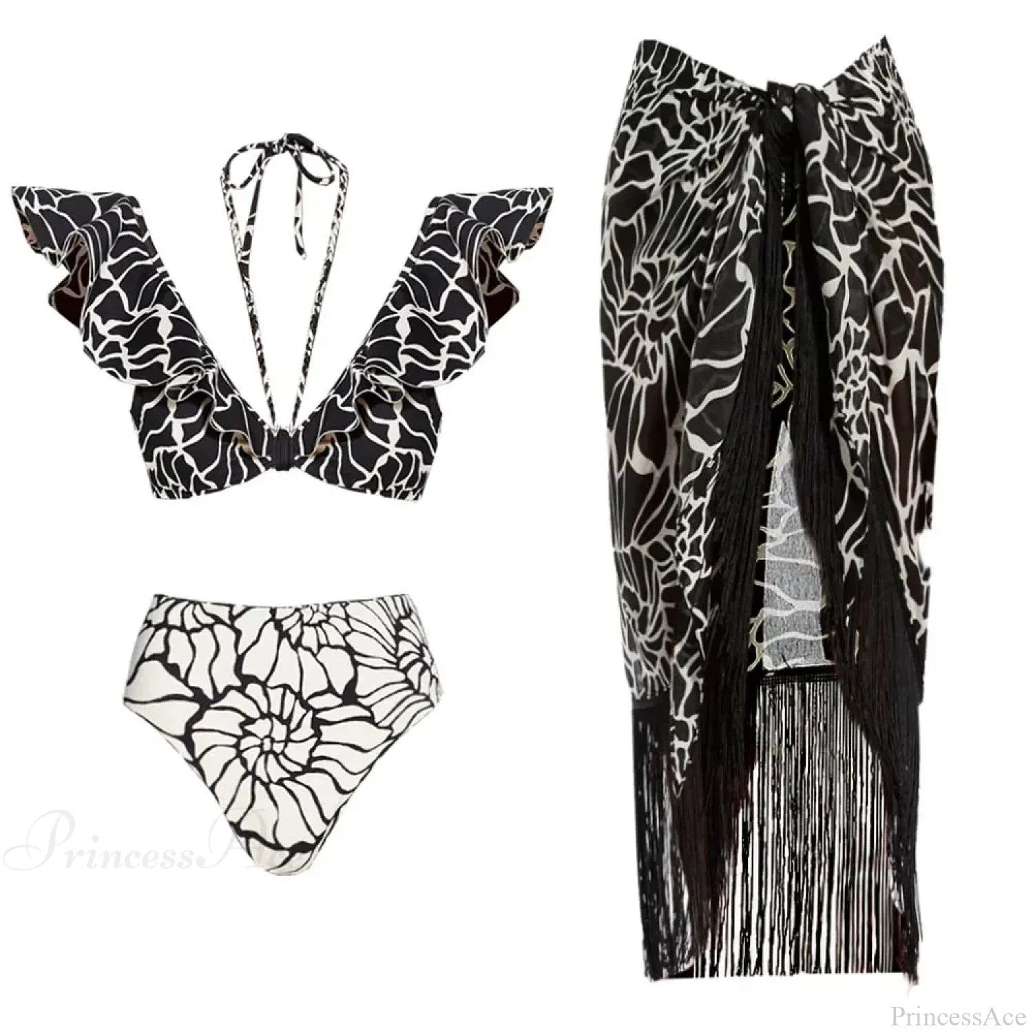 Conch Thread Print Sarong Two Piece Set
