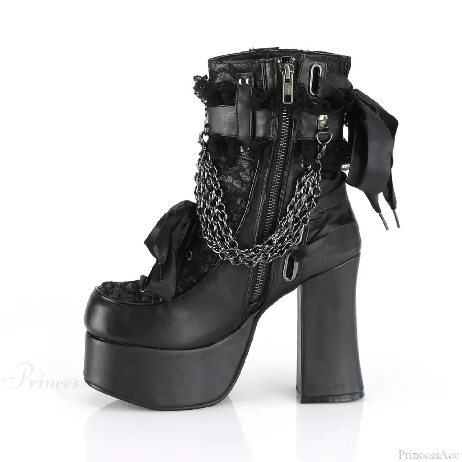 Connected Lacing Up Ribbon Gothic Tall Heel