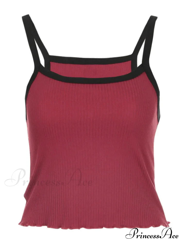 Top corto classico bicolore nero e rosso