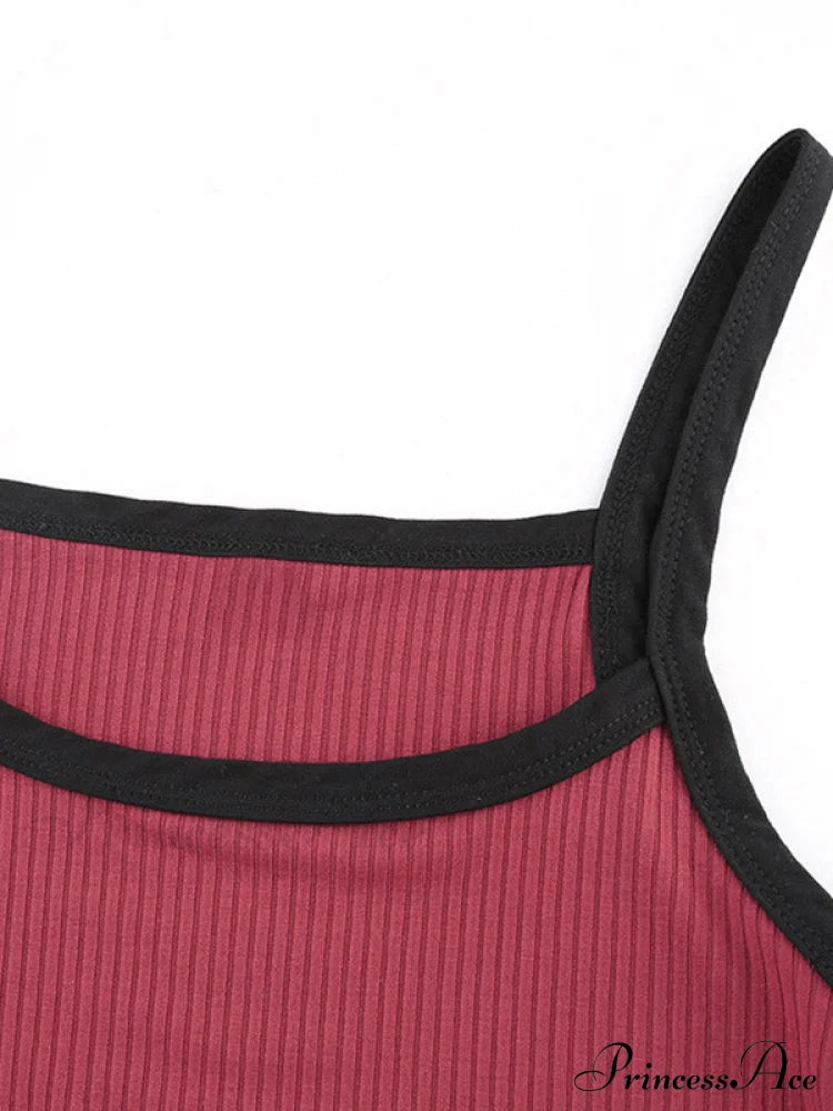 Top corto classico bicolore nero e rosso