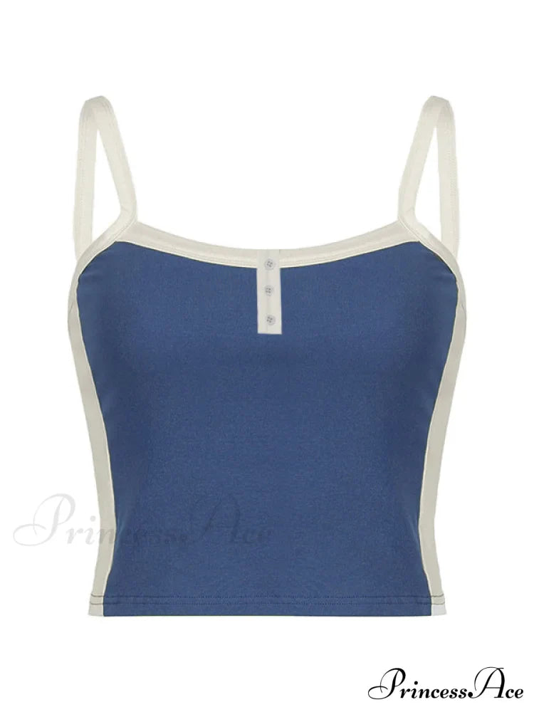 Top corto alla moda a coste con bordi a contrasto