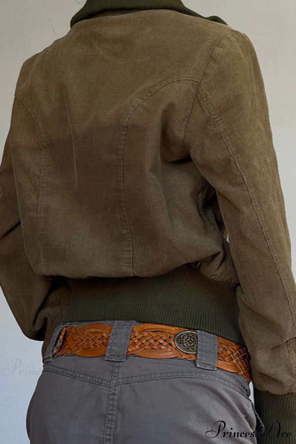 Corduroy Solid Pocket Fitted Utility Jacket