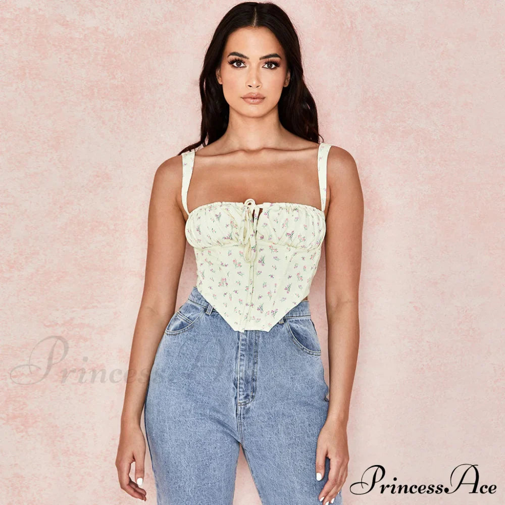 Cottagecore High Waist Floral Printed Classic A-Line Mini Skirt - Yellow